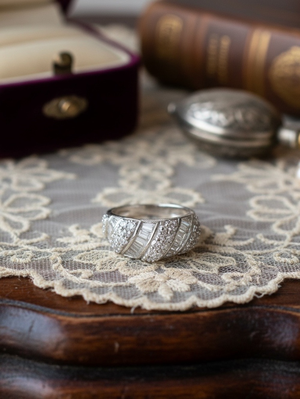 Sterling Silver Pave Dome Ring - Women Jewelry stamped CZ925 & PAJ size 7 - Picture 3 of 9